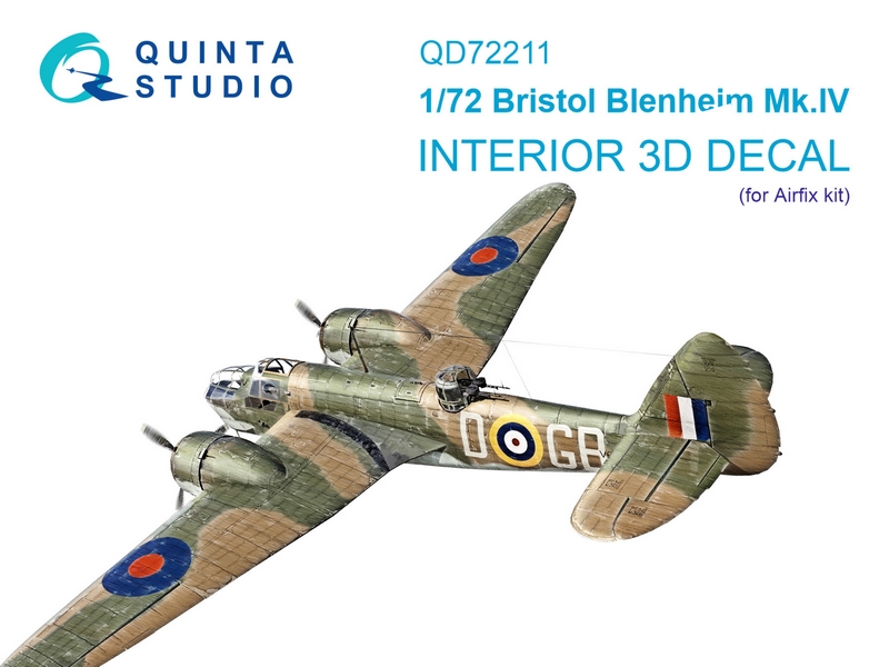 QD72211  декали  3D Декаль интерьера кабины Bristol Blenheim Mk.IV (Airfix)  (1:72)