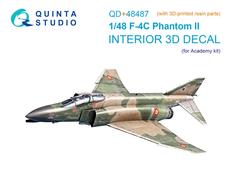 QD+48487  декали  3D Декаль интерьера F-4C Phantom II (Academy) (c 3D-печатными деталями)  (1:48)