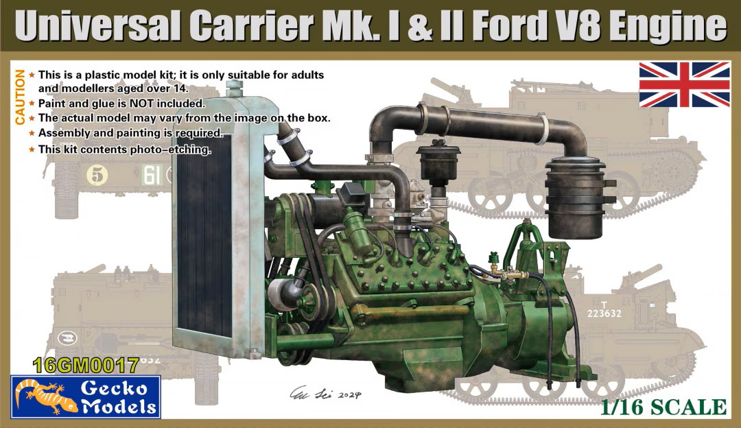 16GM0017  дополнения из пластика  Universal Carrier Mk. I & II Ford V8 Engine  (1:16)