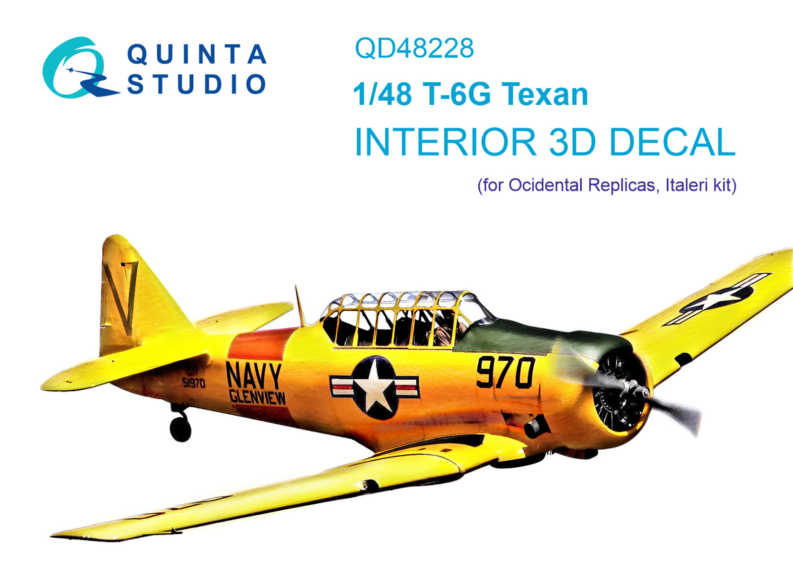 QD48228  декали  3D Декаль интерьера кабины T-6G (Italeri)  (1:48)