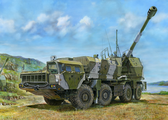 01036  техника и вооружение  САУ  A-222 Bereg Russian 130mm Coastal Defense Gun  (1:35)