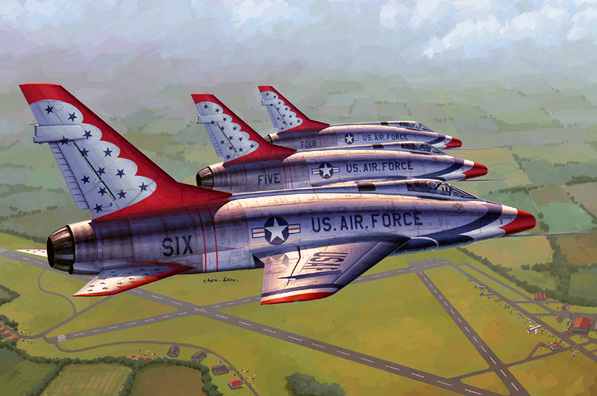 02822  авиация  F-100D Thunderbirds With Skyblazers Decals  (1:48)