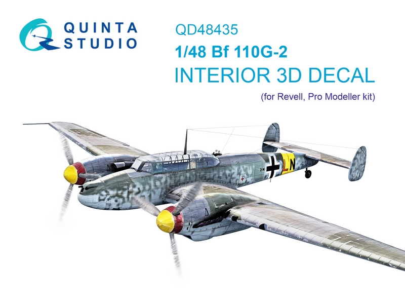 QD48435  декали  3D Декаль интерьера кабины Bf-110G-2 (Revell)  (1:48)