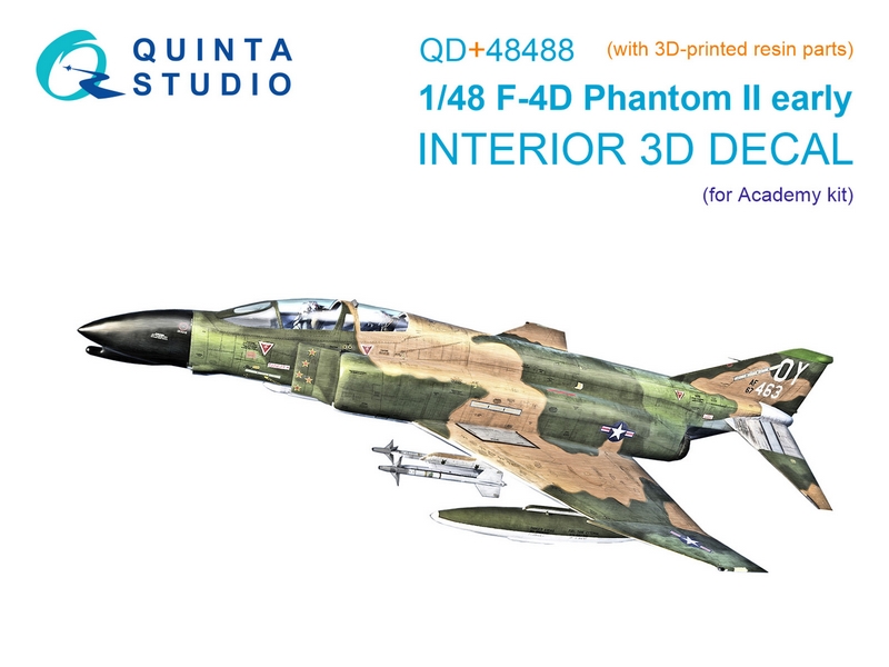 QD+48488  декали  3D Декаль интерьера F-4D Phantom II (Academy) (c 3D-печатными деталями)  (1:48)