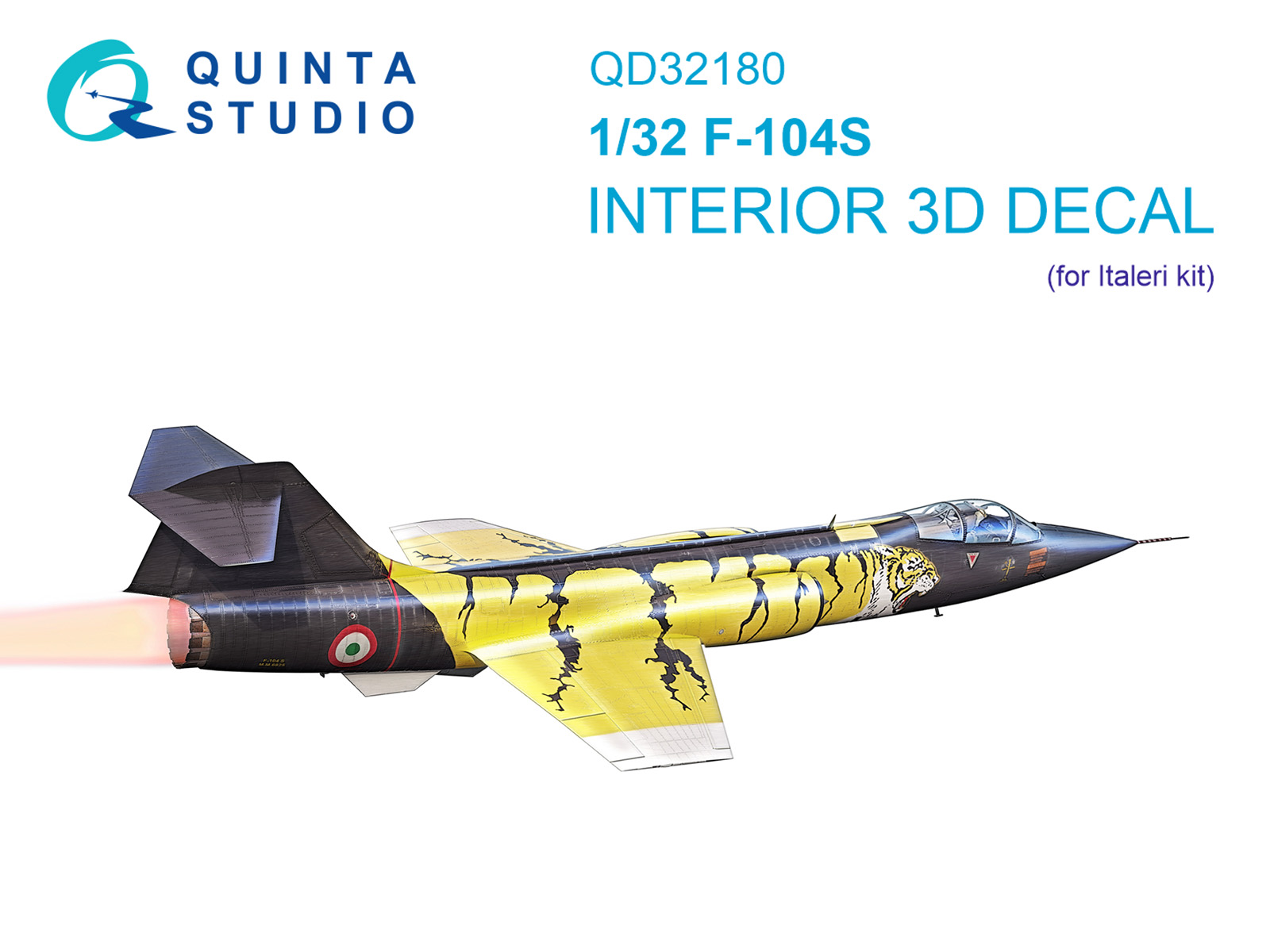 QD32180  декали  3D Декаль интерьера кабины F-104S (Italeri)  (1:32)