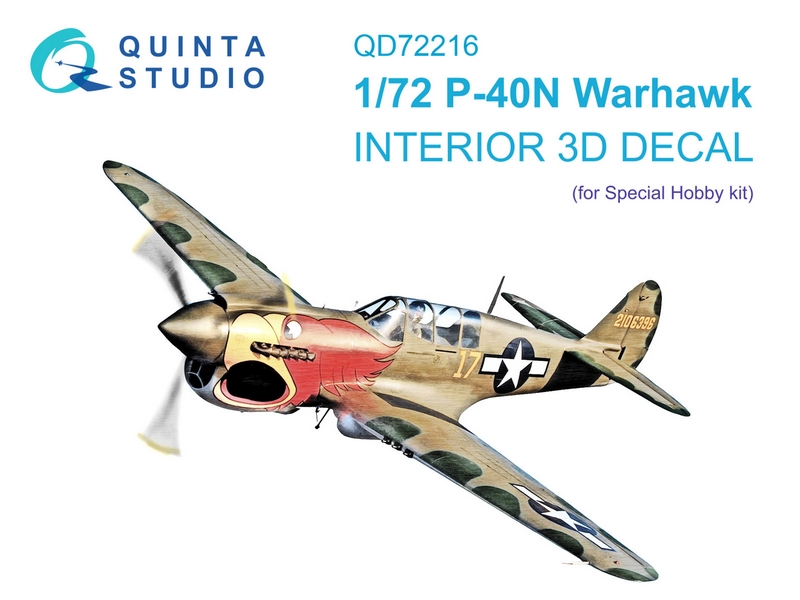 QD72216  декали  3D Декаль интерьера кабины P-40N Warhawk (Special Hobby)  (1:72)