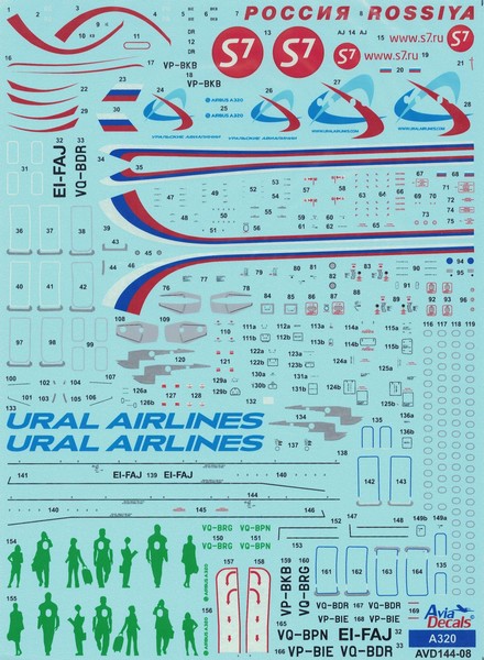 144-08AVD  декали  Airbus A320  (1:144)