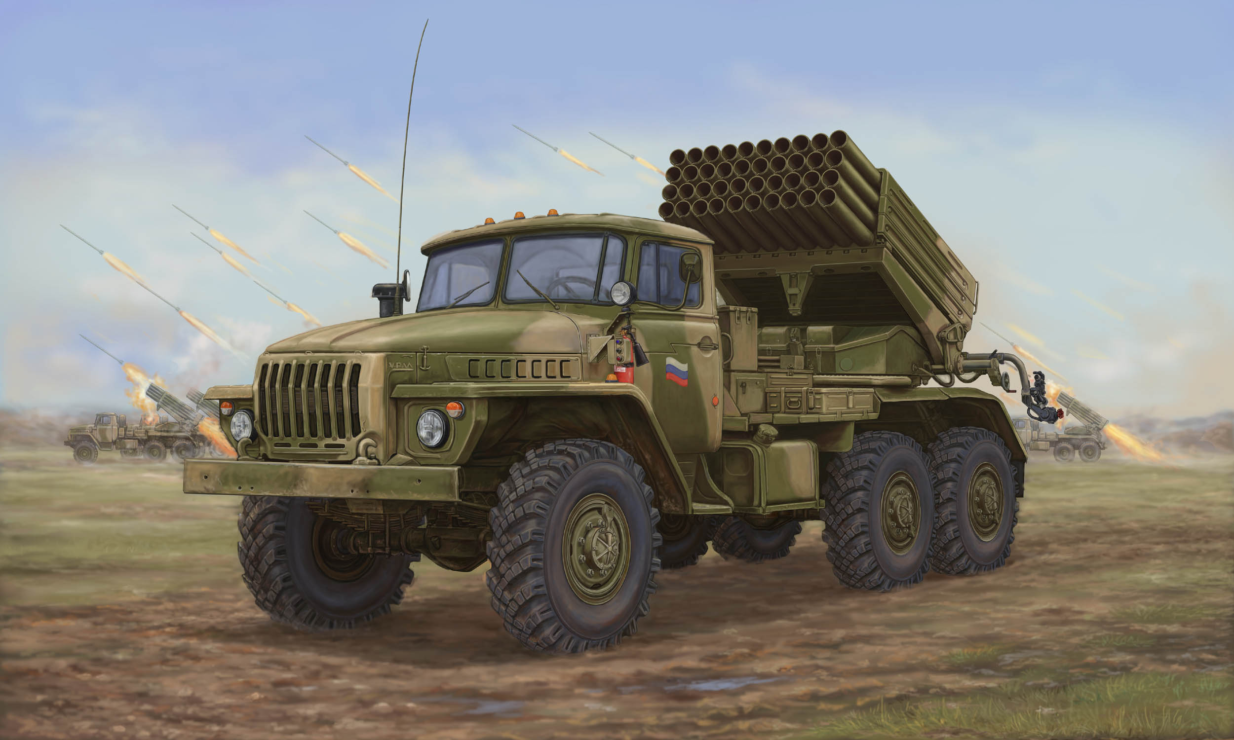 01014  техника и вооружение  РСЗО  Russian BM-21 GRAD Late Version  (1:35)