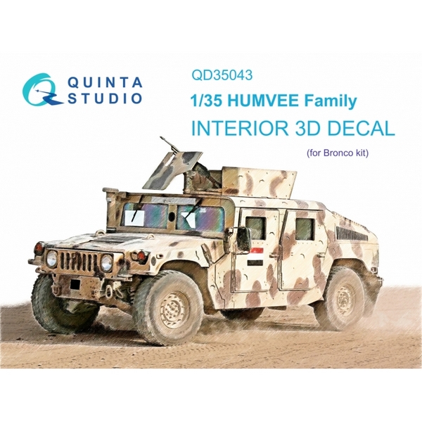 QD35043  декали  3D Декаль интерьера кабины  HUMVEE (Bronco)  (1:35)