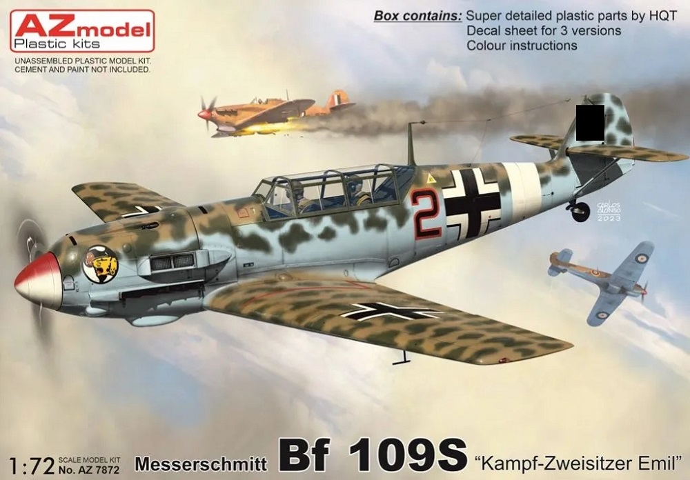 AZ7872  авиация  Messerschmitt Bf 109S "Kampf–Zweisitzer Emil"  (1:72)