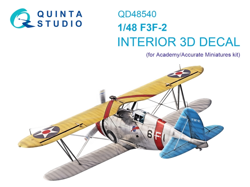 QD48540  декали  3D Декаль интерьера кабины F3F-2 (Academy/Accurate Miniatures)  (1:48)