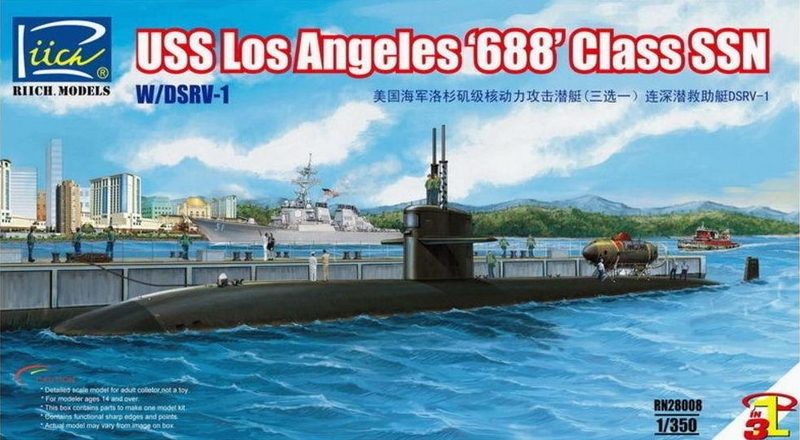 RN28008  флот  Подводная лодка Los Angeles 688 Class SSN + сверхмалая подводная лодка DSRV-1 (1:350)