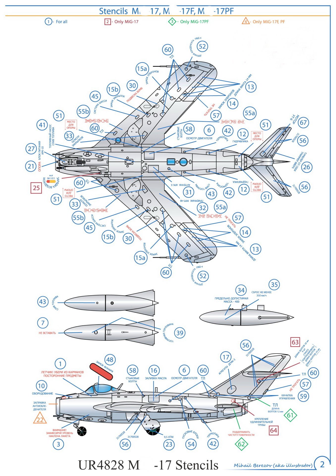 UR3228  декали  M-17 Stencils  (1:32)