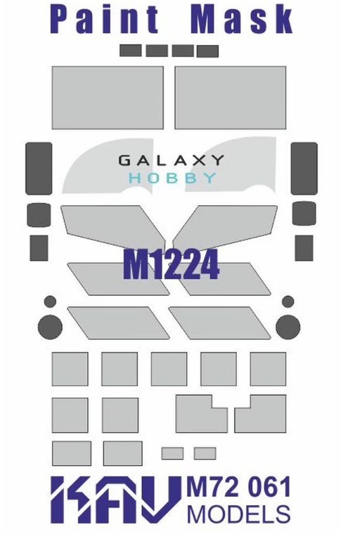 KAV M72 061  инструменты для работы с краской  Маска на остекление M1224MaxxPro (GalaxyHobby) (1:72)