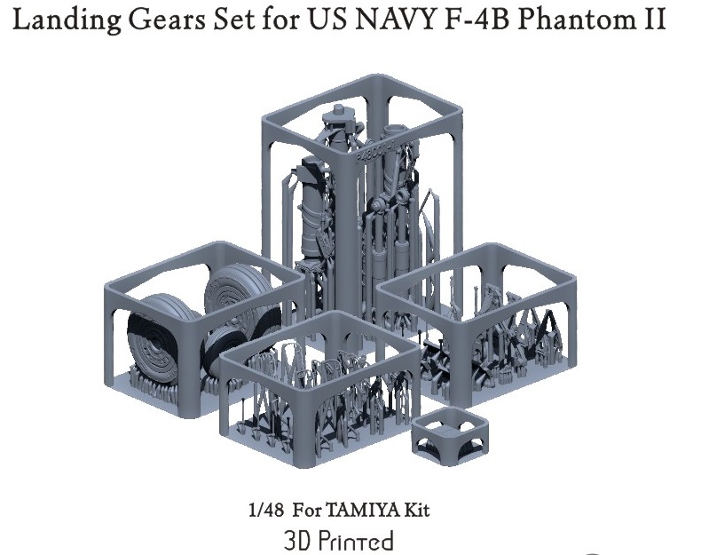 P48-001  дополнения из смолы  U.S. Navy F-4B Phantom II Fighter Landing Gear Set  (1:48)