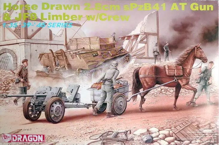 6079  фигуры  Horse Drawn 2.8cm SPzB41 AT Gun & JF8 Limber w/Crew  (1:35)