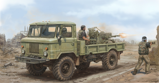 01017  техника и вооружение  Russian G@Z-66 Light Truck with ZU-23-2  (1:35)