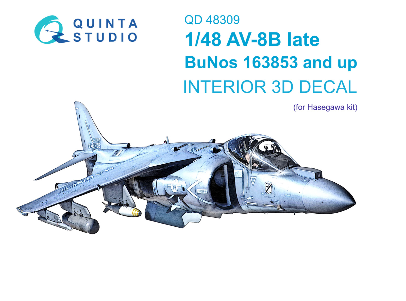QD48309  декали   3D Декаль интерьера кабины AV-8B Late (Hasegawa)  (1:48)