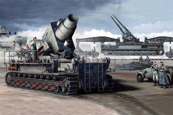 00208  техника и вооружение  Morser Karl-Gerat 040/041 on railway transport carrier  (1:35)
