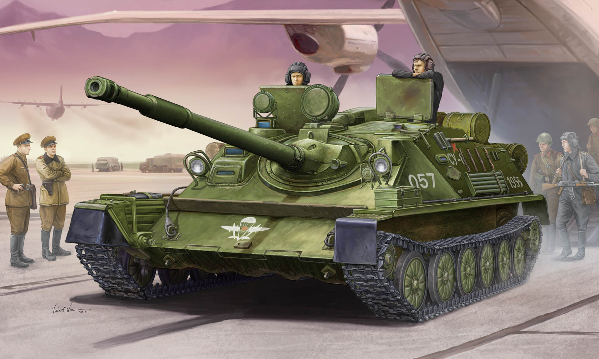 01588  техника и вооружение  САУ  Russian ASU-85 airborne self-propelled gun Mod.1956  (1:35)