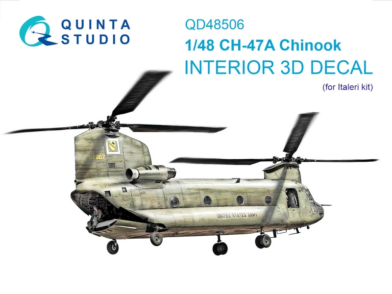 QD48506  декали  3D Декаль интерьера кабины CH-47A (Italeri)  (1:48)