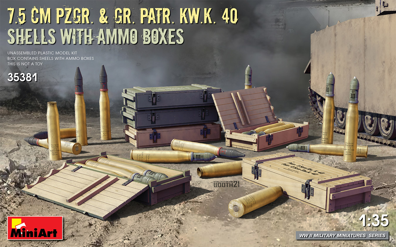 35381  дополнения из пластика  7.5 CM PZGR. & GR. PATR. KW.K. 40 SHELLS WITH AMMO BOXES  (1:35)